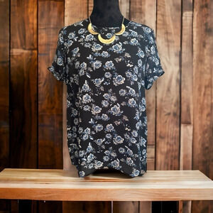 dr2 by daniel rainn floral high low blouse navy blue small